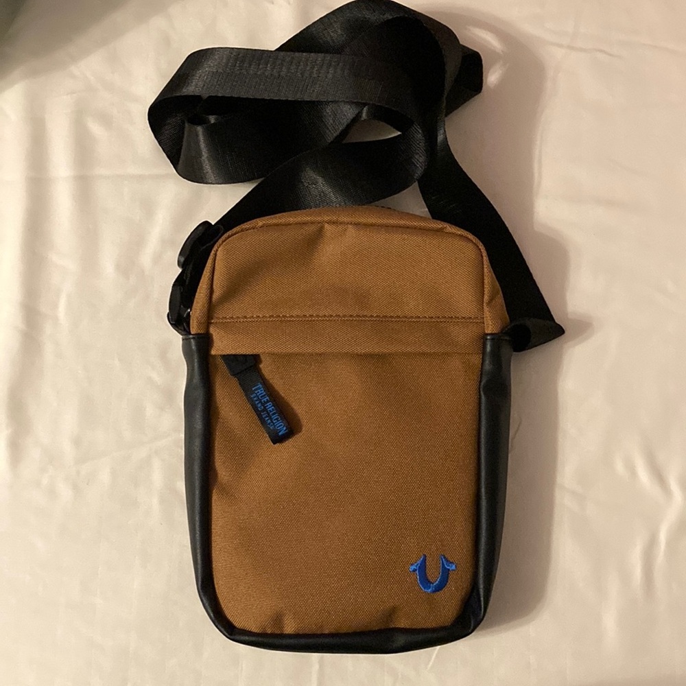 Brown and Black Men's Crossbody Bag